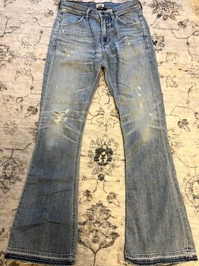 Citizens Of Humanity Light Blue Distressed Flare Jeans